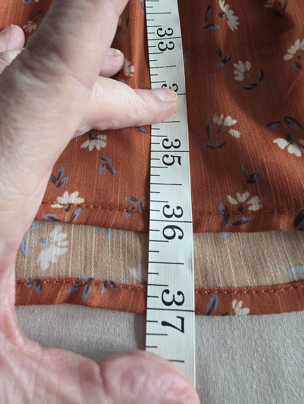 Pink Lily Rust Floral Ruffle Mini Dress Size 2XL - Picture 7 of 7